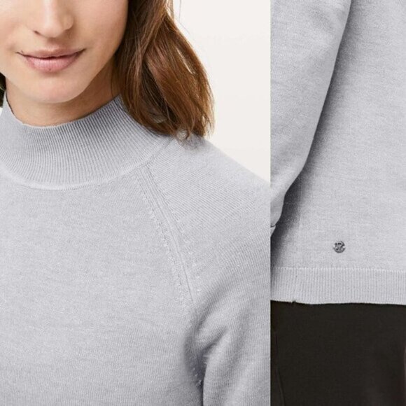 New Lululemon Soft Shine Cashmere Sweater Silver Sz 4 - Picture 4 of 10